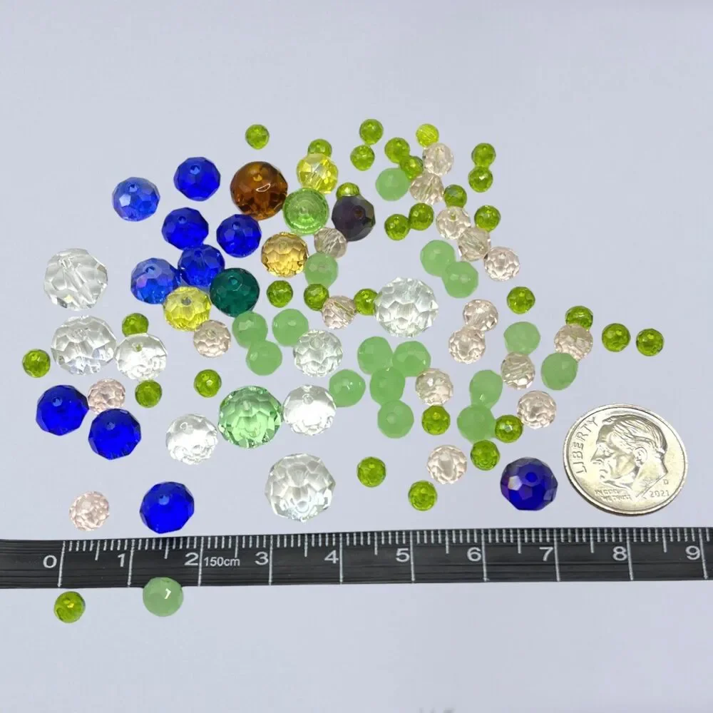 Mixed Lot Beads Faceted Glass Gemstones Gold Tone Metal Crystal Jewelry Findings
